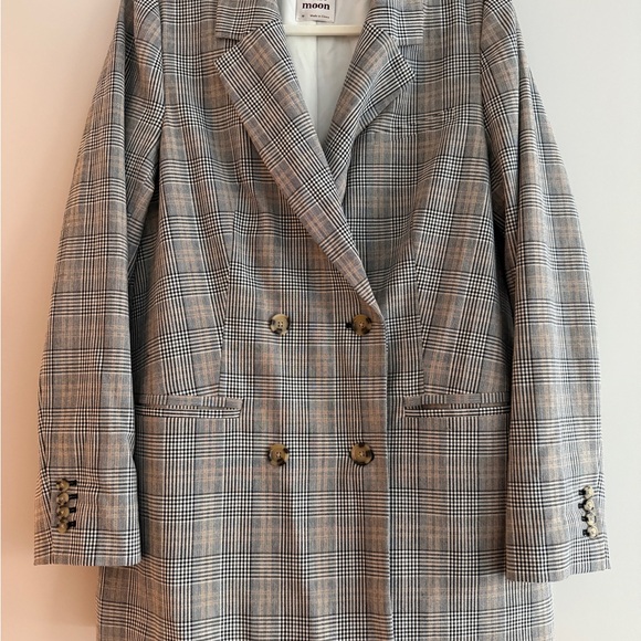 Little Moon Jackets & Blazers - Women's Gray Plaid Double-Breasted Coat